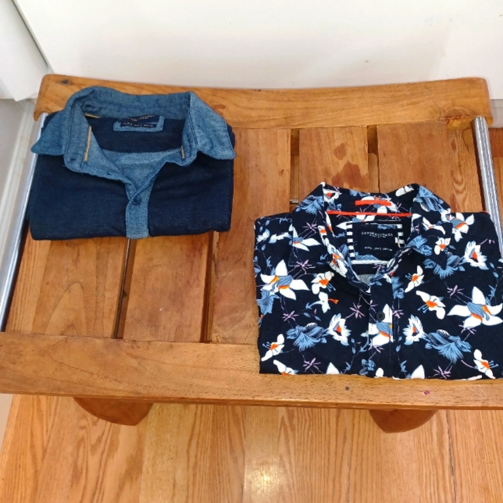 Men's Denim & Flower Floral and Denim Casual Shirt Bunde